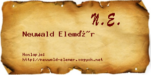 Neuwald Elemér névjegykártya